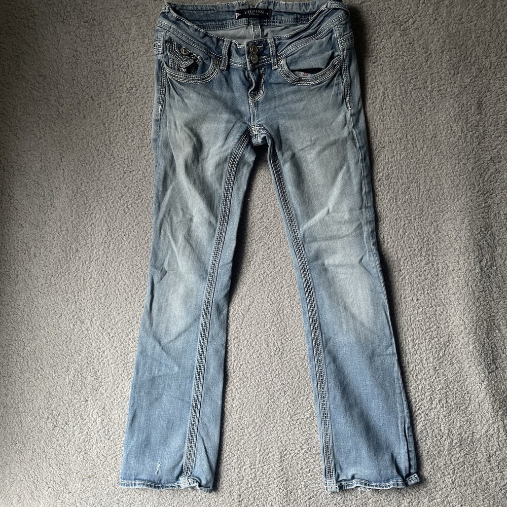 Vigoss Fit Bootcut Blue Denim Jeans 26x31 Medium Wash Stretch Classic Fit